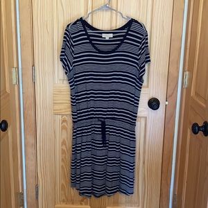 Navy and grey striped t-shirt soft dress